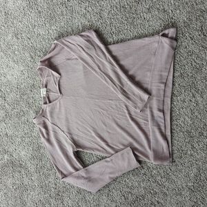 Dusty pink waffle knit long sleeve shirt
